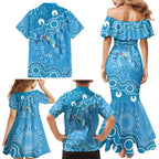 Australia Indigenous Family Matching Mermaid Dress and Hawaiian Shirt Blue Ribbon Lizards Autism Awareness - Aussie Hoodie
