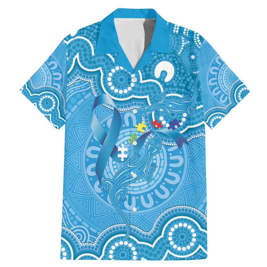 Australia Indigenous Family Matching Mermaid Dress and Hawaiian Shirt Blue Ribbon Lizards Autism Awareness - Aussie Hoodie