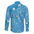 Australia Indigenous Family Matching Mermaid Dress and Hawaiian Shirt Blue Ribbon Lizards Autism Awareness - Aussie Hoodie