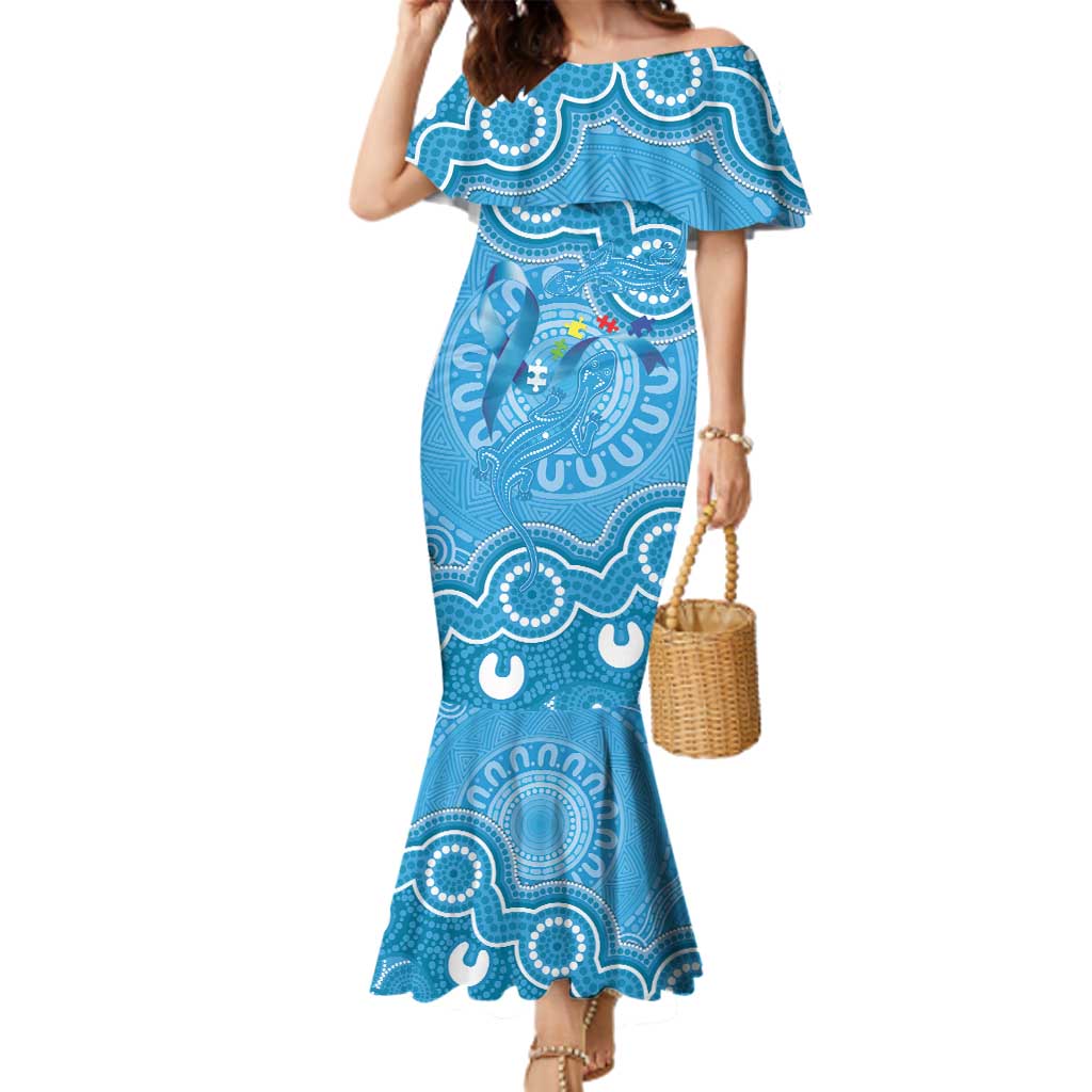 Australia Indigenous Family Matching Mermaid Dress and Hawaiian Shirt Blue Ribbon Lizards Autism Awareness - Aussie Hoodie