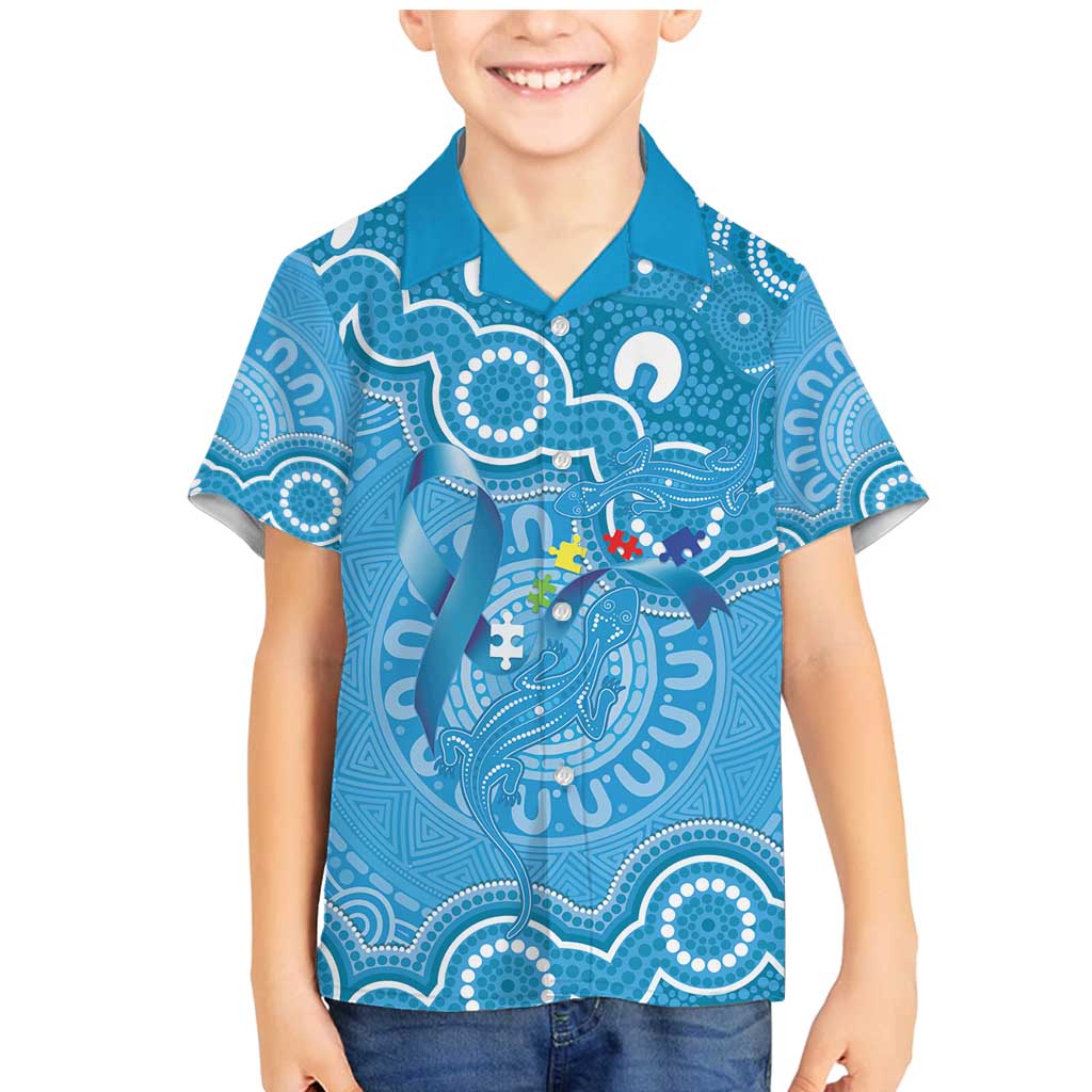 Australia Indigenous Family Matching Mermaid Dress and Hawaiian Shirt Blue Ribbon Lizards Autism Awareness - Aussie Hoodie