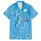 Australia Indigenous Family Matching Off The Shoulder Long Sleeve Dress and Hawaiian Shirt Blue Ribbon Lizards Autism Awareness - Aussie Hoodie