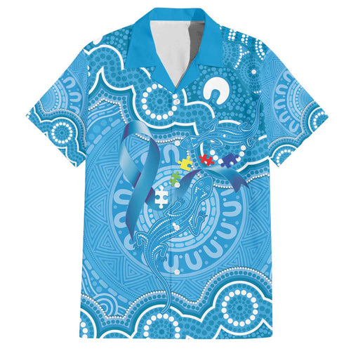 Australia Indigenous Family Matching Off The Shoulder Long Sleeve Dress and Hawaiian Shirt Blue Ribbon Lizards Autism Awareness - Aussie Hoodie