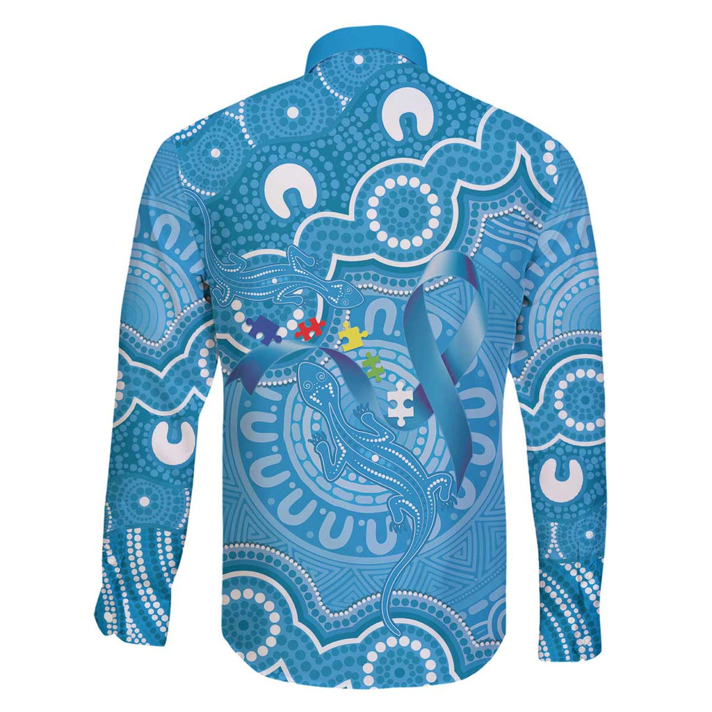 Australia Indigenous Family Matching Off The Shoulder Long Sleeve Dress and Hawaiian Shirt Blue Ribbon Lizards Autism Awareness - Aussie Hoodie