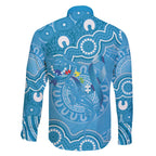 Australia Indigenous Family Matching Off The Shoulder Long Sleeve Dress and Hawaiian Shirt Blue Ribbon Lizards Autism Awareness - Aussie Hoodie