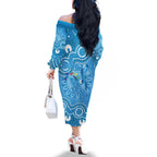 Australia Indigenous Family Matching Off The Shoulder Long Sleeve Dress and Hawaiian Shirt Blue Ribbon Lizards Autism Awareness - Aussie Hoodie
