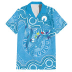 Australia Indigenous Family Matching Off Shoulder Maxi Dress and Hawaiian Shirt Blue Ribbon Lizards Autism Awareness - Aussie Hoodie