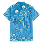 Australia Indigenous Family Matching Off Shoulder Maxi Dress and Hawaiian Shirt Blue Ribbon Lizards Autism Awareness - Aussie Hoodie