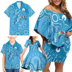 Australia Indigenous Family Matching Off Shoulder Short Dress and Hawaiian Shirt Blue Ribbon Lizards Autism Awareness - Aussie Hoodie
