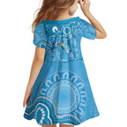 Australia Indigenous Family Matching Off Shoulder Short Dress and Hawaiian Shirt Blue Ribbon Lizards Autism Awareness - Aussie Hoodie