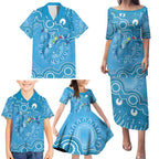 Australia Indigenous Family Matching Puletasi and Hawaiian Shirt Blue Ribbon Lizards Autism Awareness - Aussie Hoodie