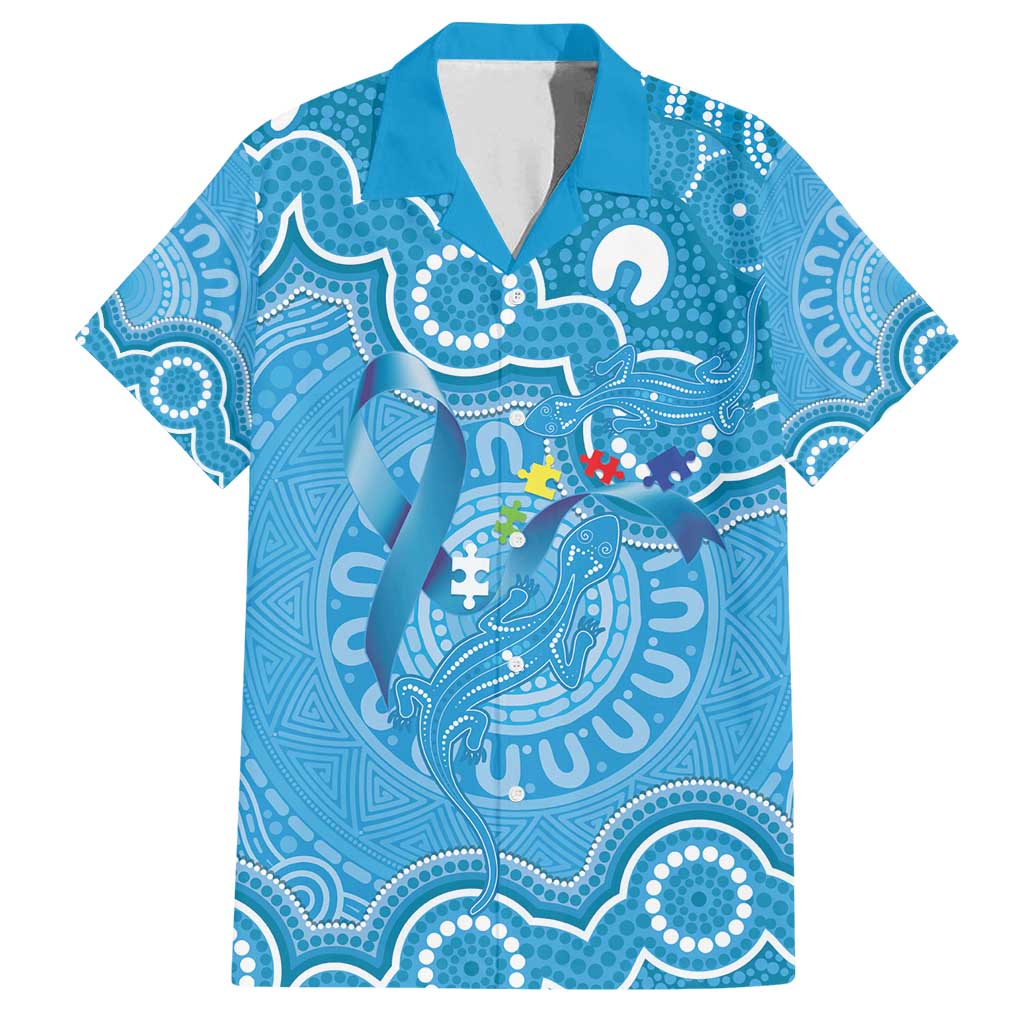 Australia Indigenous Family Matching Puletasi and Hawaiian Shirt Blue Ribbon Lizards Autism Awareness - Aussie Hoodie