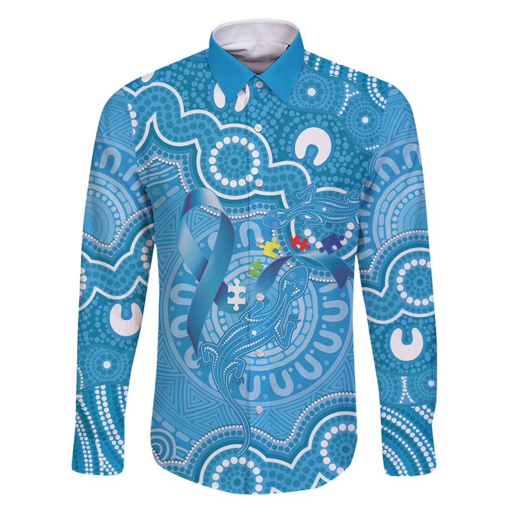 Australia Indigenous Family Matching Puletasi and Hawaiian Shirt Blue Ribbon Lizards Autism Awareness - Aussie Hoodie