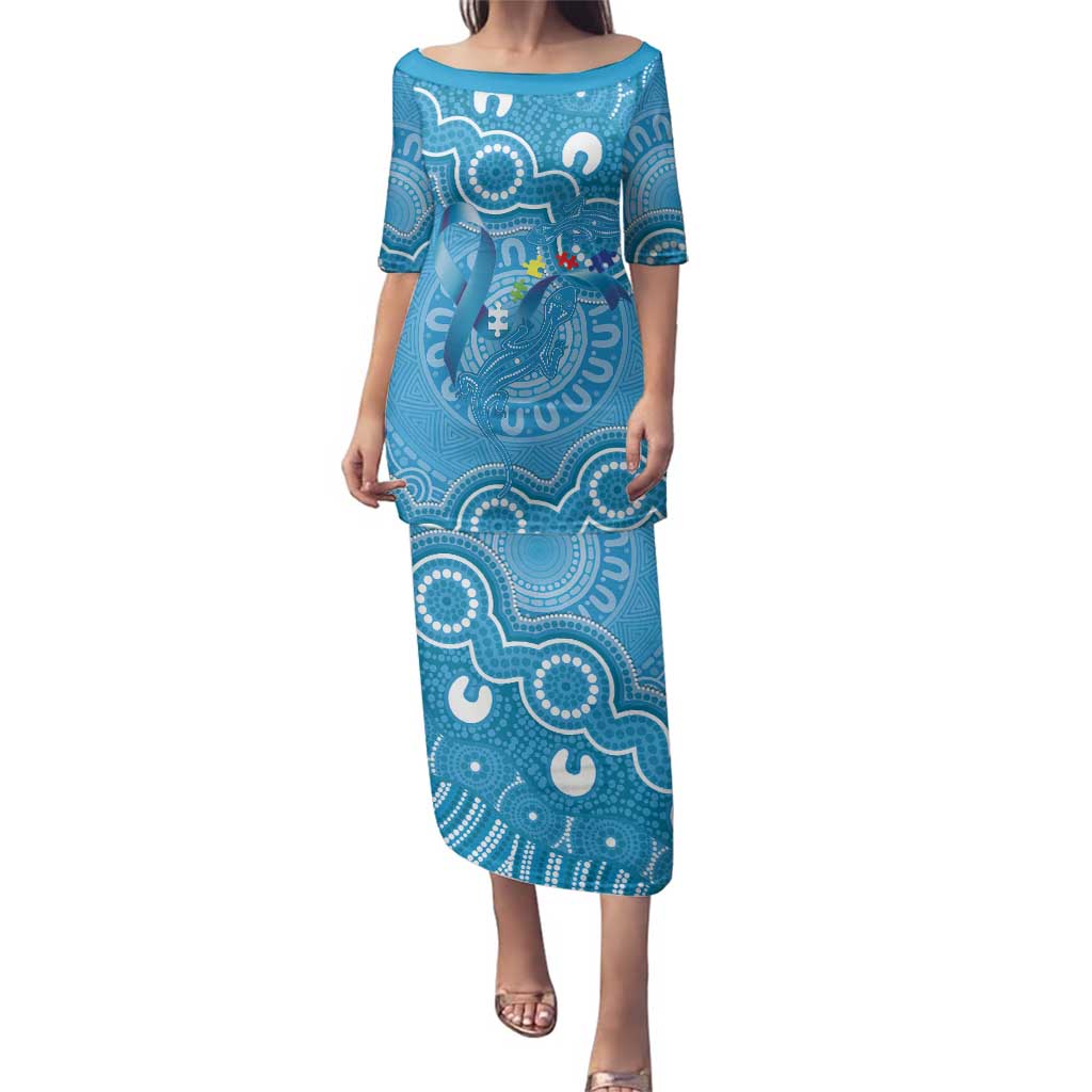 Australia Indigenous Family Matching Puletasi and Hawaiian Shirt Blue Ribbon Lizards Autism Awareness - Aussie Hoodie