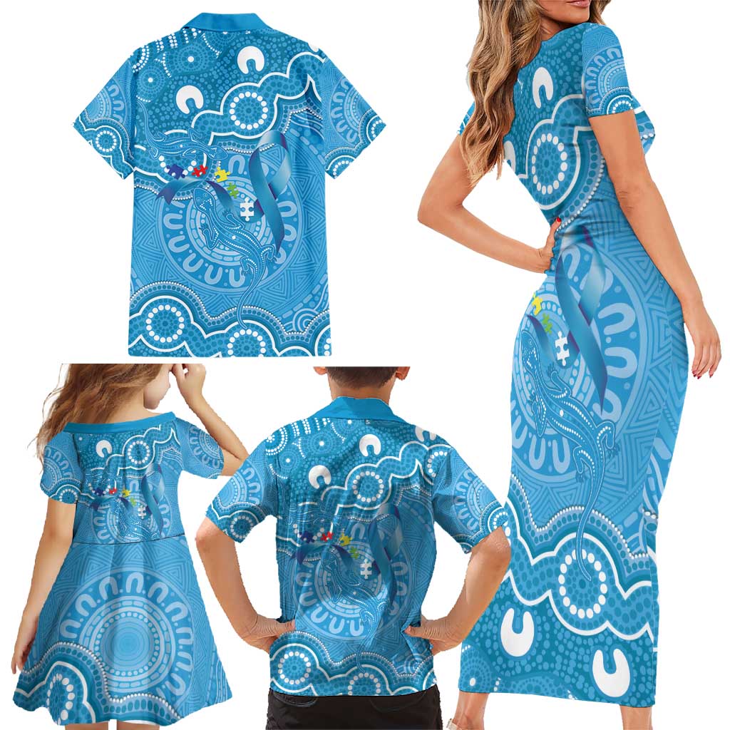 Australia Indigenous Family Matching Short Sleeve Bodycon Dress and Hawaiian Shirt Blue Ribbon Lizards Autism Awareness - Aussie Hoodie