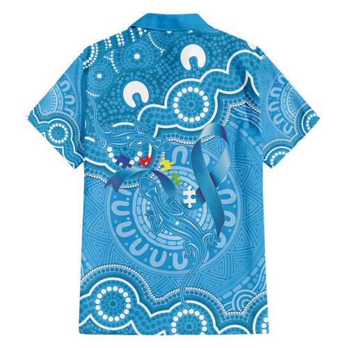 Australia Indigenous Family Matching Short Sleeve Bodycon Dress and Hawaiian Shirt Blue Ribbon Lizards Autism Awareness - Aussie Hoodie