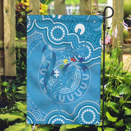 Australia Indigenous Garden Flag Blue Ribbon Lizards Autism Awareness - Aussie Hoodie