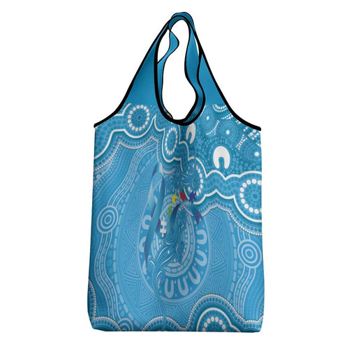 Australia Indigenous Grocery Bag Blue Ribbon Lizards Autism Awareness - Aussie Hoodie