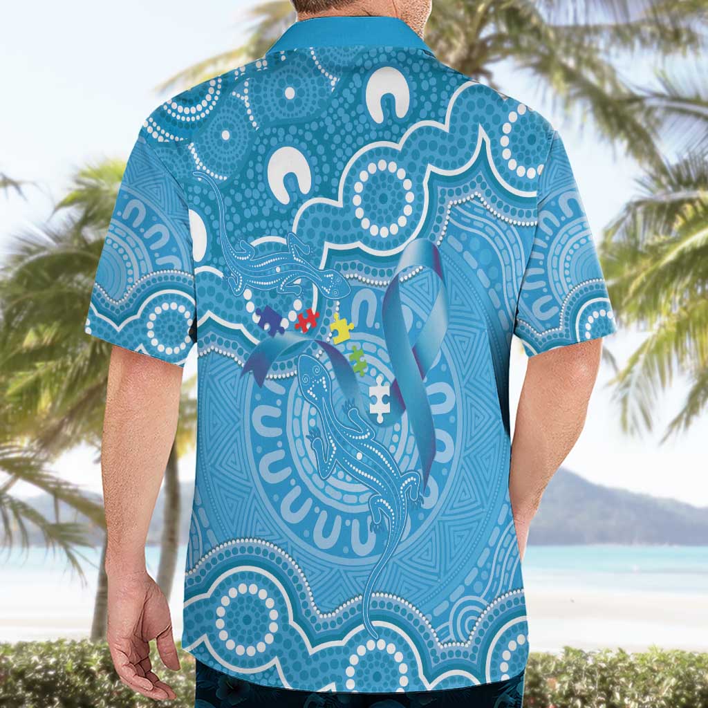 Australia Indigenous Hawaiian Shirt Blue Ribbon Lizards Autism Awareness - Aussie Hoodie