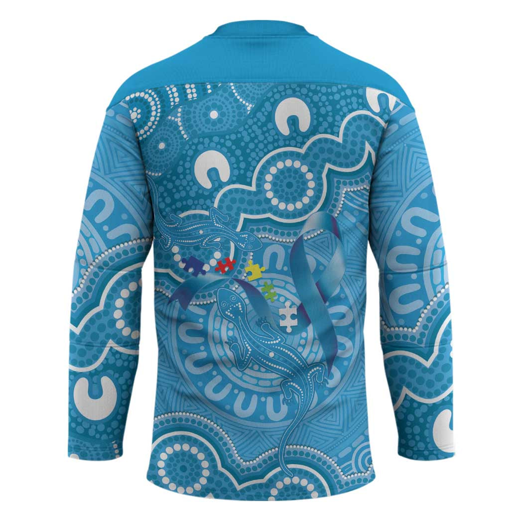 Australia Indigenous Hockey Jersey Blue Ribbon Lizards Autism Awareness - Aussie Hoodie