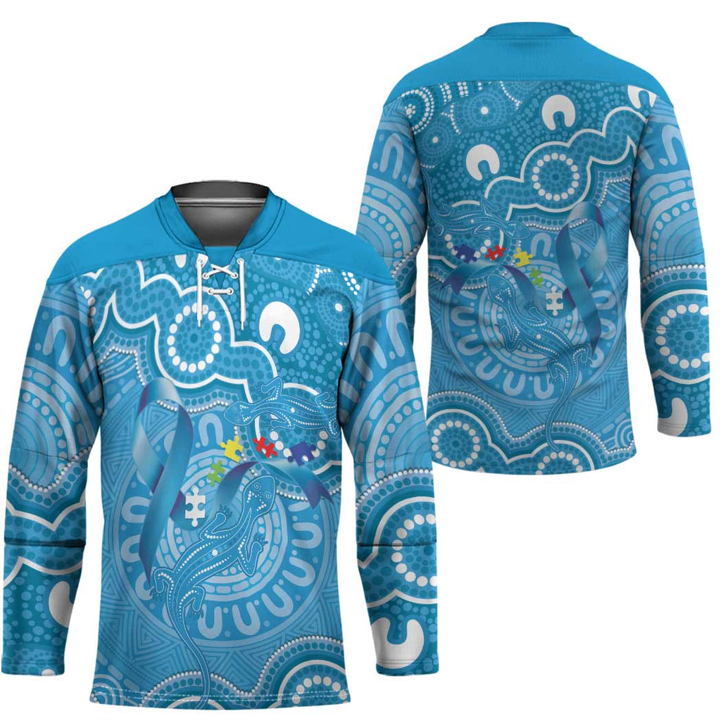 Australia Indigenous Hockey Jersey Blue Ribbon Lizards Autism Awareness - Aussie Hoodie