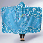 Australia Indigenous Hooded Blanket Blue Ribbon Lizards Autism Awareness - Aussie Hoodie
