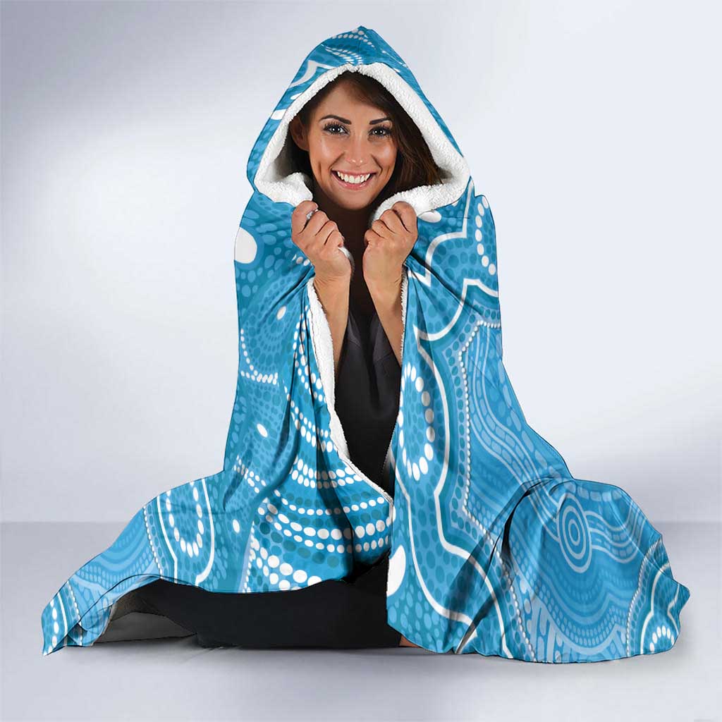 Australia Indigenous Hooded Blanket Blue Ribbon Lizards Autism Awareness - Aussie Hoodie