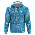 Australia Indigenous Hoodie Blue Ribbon Lizards Autism Awareness - Aussie Hoodie