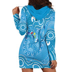 Australia Indigenous Hoodie Dress Blue Ribbon Lizards Autism Awareness - Aussie Hoodie