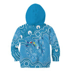 Australia Indigenous Kid Hoodie Blue Ribbon Lizards Autism Awareness - Aussie Hoodie