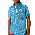 Australia Indigenous Kid Polo Shirt Blue Ribbon Lizards Autism Awareness - Aussie Hoodie