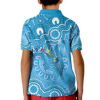 Australia Indigenous Kid Polo Shirt Blue Ribbon Lizards Autism Awareness - Aussie Hoodie