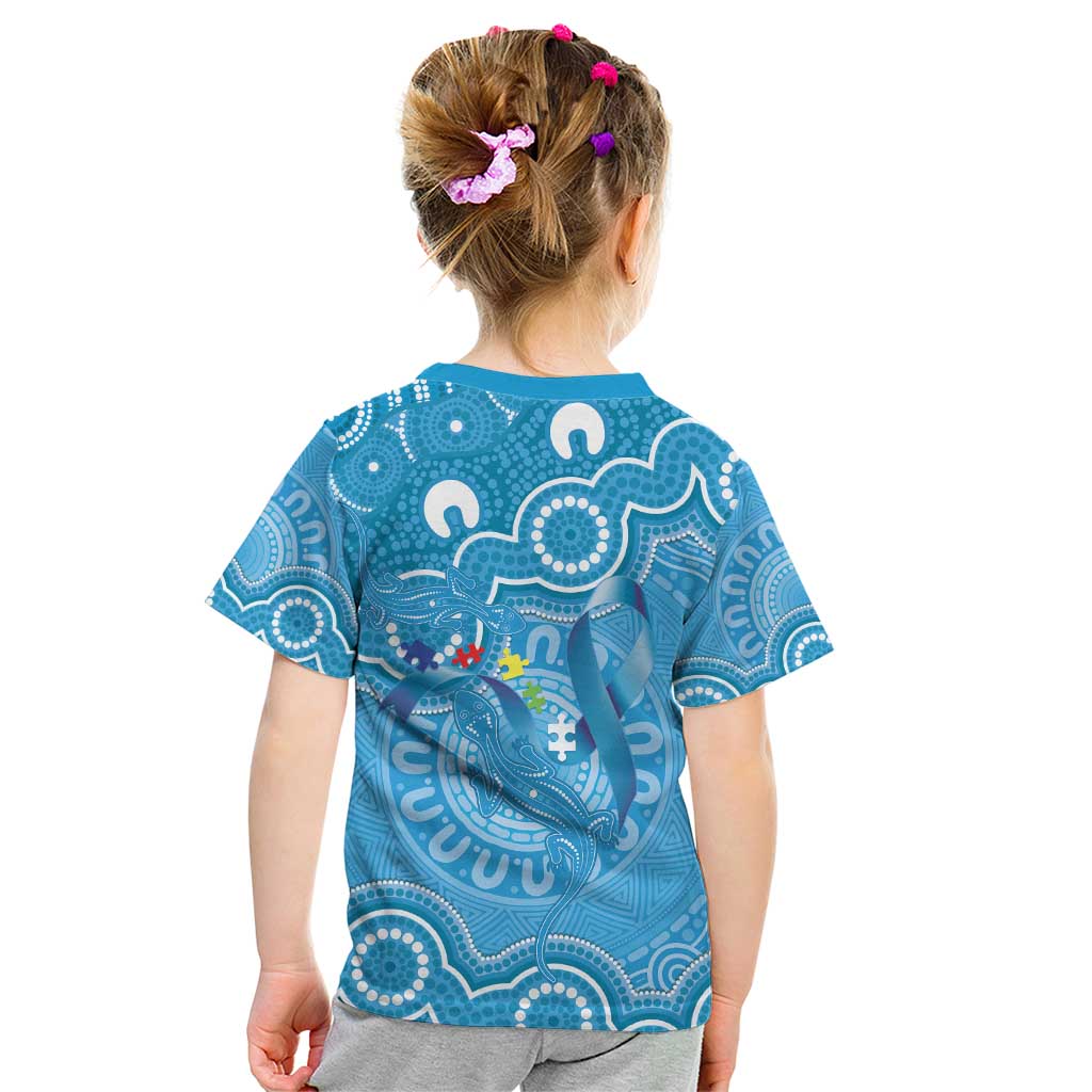Australia Indigenous Kid T Shirt Blue Ribbon Lizards Autism Awareness - Aussie Hoodie