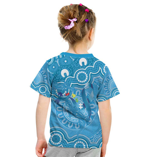 Australia Indigenous Kid T Shirt Blue Ribbon Lizards Autism Awareness - Aussie Hoodie