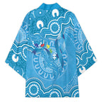 Australia Indigenous Kimono Blue Ribbon Lizards Autism Awareness - Aussie Hoodie