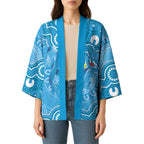 Australia Indigenous Kimono Blue Ribbon Lizards Autism Awareness - Aussie Hoodie