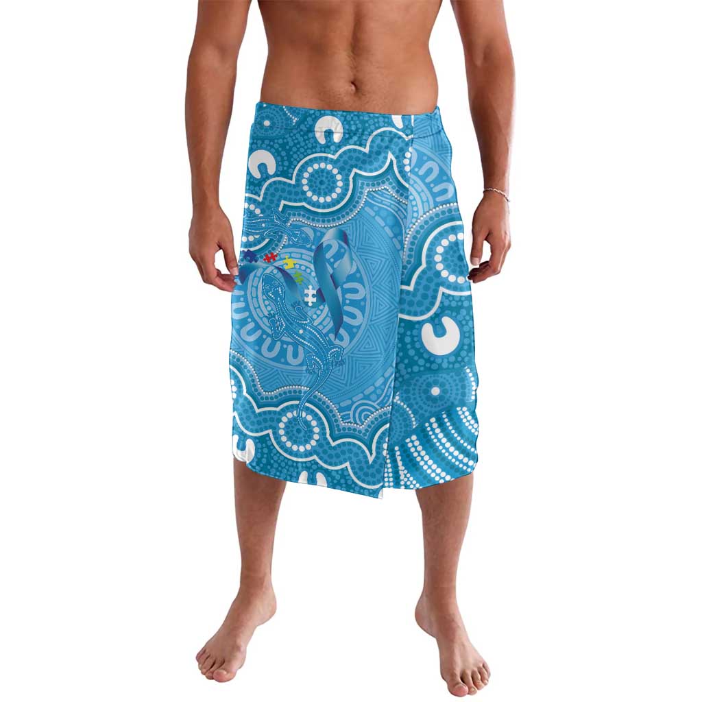 Australia Indigenous Lavalava Blue Ribbon Lizards Autism Awareness - Aussie Hoodie