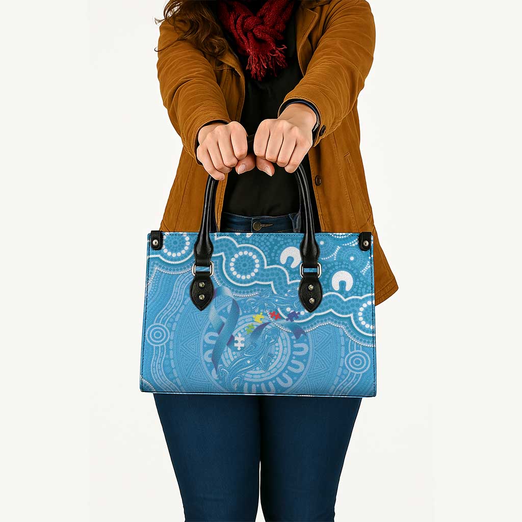 Australia Indigenous Leather Bag Blue Ribbon Lizards Autism Awareness - Aussie Hoodie