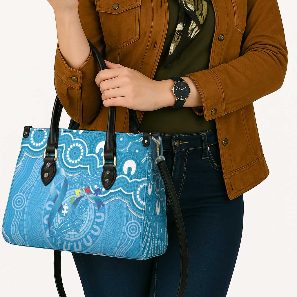 Australia Indigenous Leather Bag Blue Ribbon Lizards Autism Awareness - Aussie Hoodie