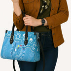 Australia Indigenous Leather Bag Blue Ribbon Lizards Autism Awareness - Aussie Hoodie