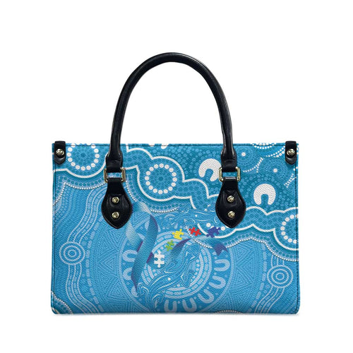 Australia Indigenous Leather Bag Blue Ribbon Lizards Autism Awareness - Aussie Hoodie