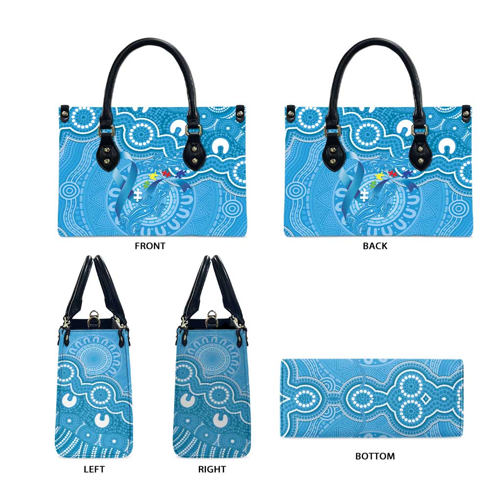 Australia Indigenous Leather Bag Blue Ribbon Lizards Autism Awareness - Aussie Hoodie