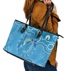 Australia Indigenous Leather Tote Bag Blue Ribbon Lizards Autism Awareness - Aussie Hoodie