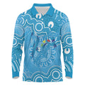 Australia Indigenous Long Sleeve Polo Shirt Blue Ribbon Lizards Autism Awareness - Aussie Hoodie