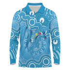 Australia Indigenous Long Sleeve Polo Shirt Blue Ribbon Lizards Autism Awareness - Aussie Hoodie