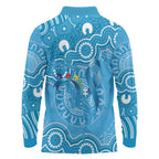 Australia Indigenous Long Sleeve Polo Shirt Blue Ribbon Lizards Autism Awareness - Aussie Hoodie