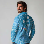 Australia Indigenous Long Sleeve Polo Shirt Blue Ribbon Lizards Autism Awareness - Aussie Hoodie