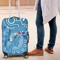 Australia Indigenous Luggage Cover Blue Ribbon Lizards Autism Awareness - Aussie Hoodie