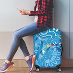 Australia Indigenous Luggage Cover Blue Ribbon Lizards Autism Awareness - Aussie Hoodie