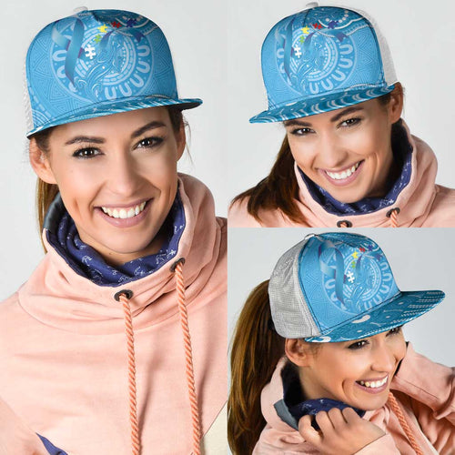 Australia Indigenous Mesh Trucker Cap Blue Ribbon Lizards Autism Awareness - Aussie Hoodie